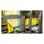 Polypack FIL Inline Total Closure Shrink Bundler Tall Cans Entering Printed Film